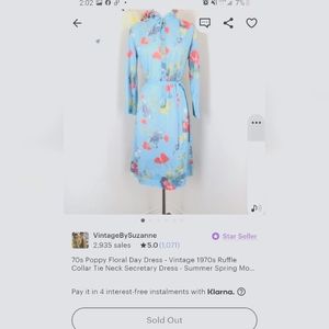 Vintage 1970s Medium Sheer Floral Day Dress With High Ruffled Collar